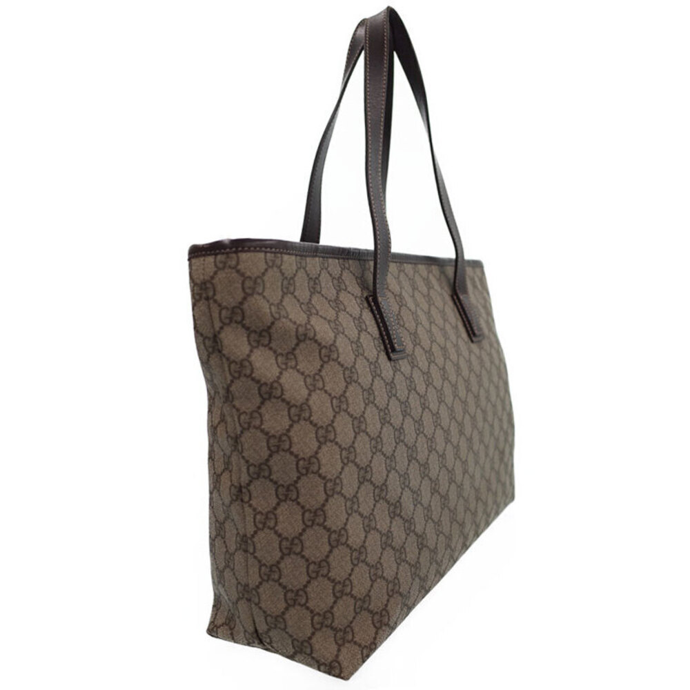 Gucci brown coated GG canvas Tote leather Bag monogram GG Supreme